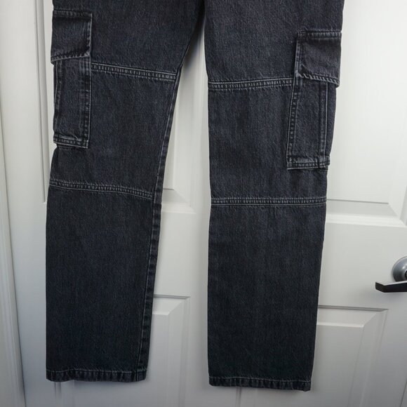 New Frame High Rise Utility Straight Leg Cargo Jeans in Black Astray size 25 - Picture 12 of 15